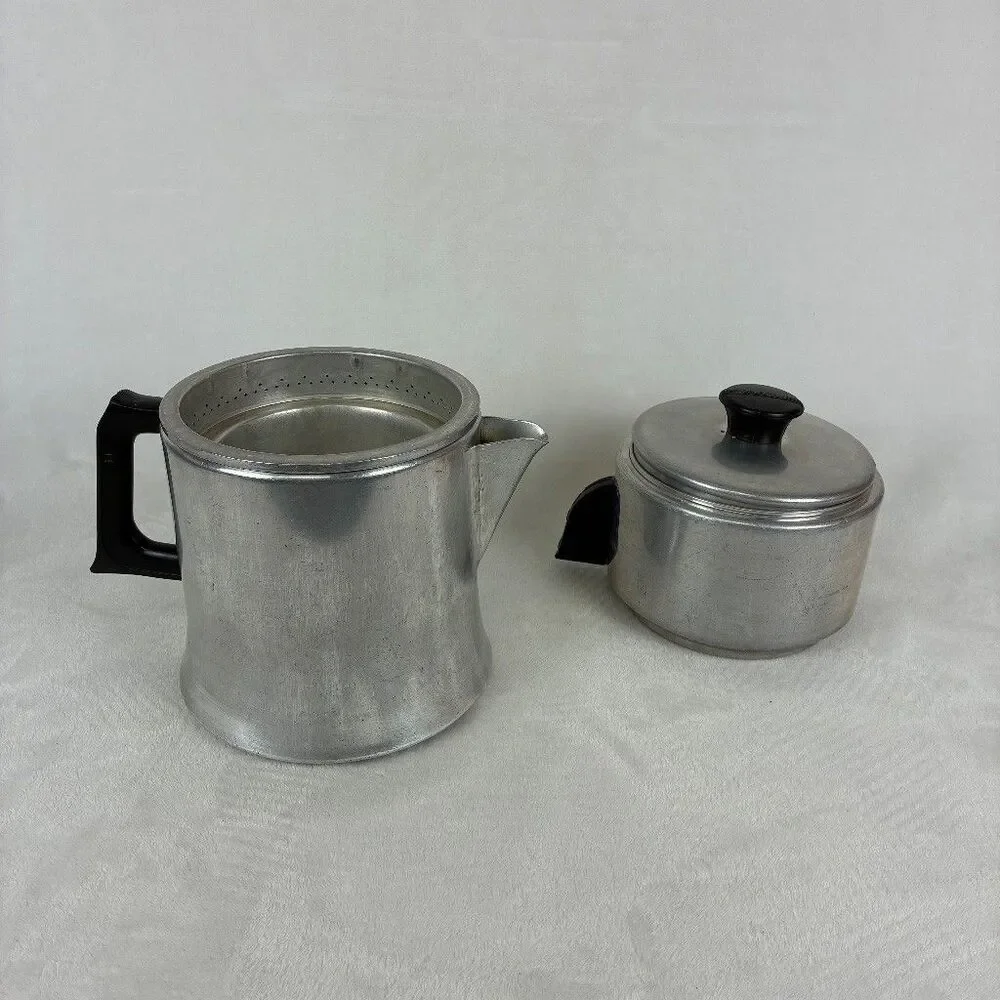 Vintage Mirro Aluminum 8 Cup Drip Coffee Maker Pot USA Camping Percolator Retro